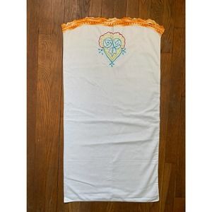 Vintage Pillowcase Handmade Embroidered 34"x 18"